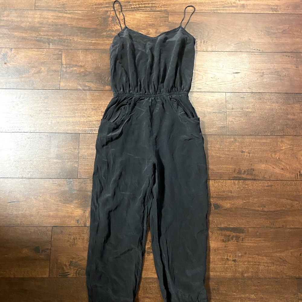 Topshop Boutique black silk cami jumpsuit romper